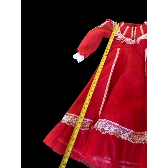 Vtg Fancy Frocks Party Christmas Dress Girls 4 Red Victorian Lace Ruffles Poofy - Picture 11 of 12